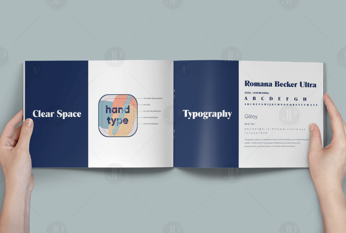 Blue and Grey Theme Typography Brand Guide Book Template Design