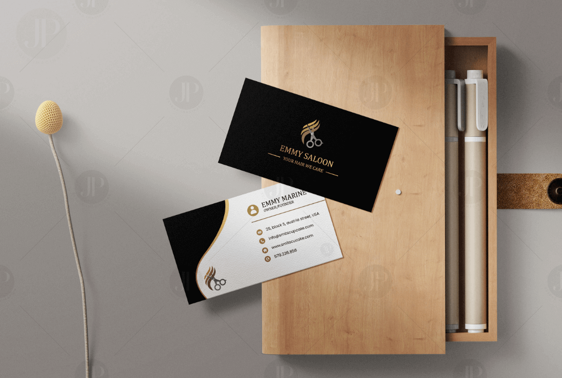 Best Creative Black & White Business Card on Wooden Box