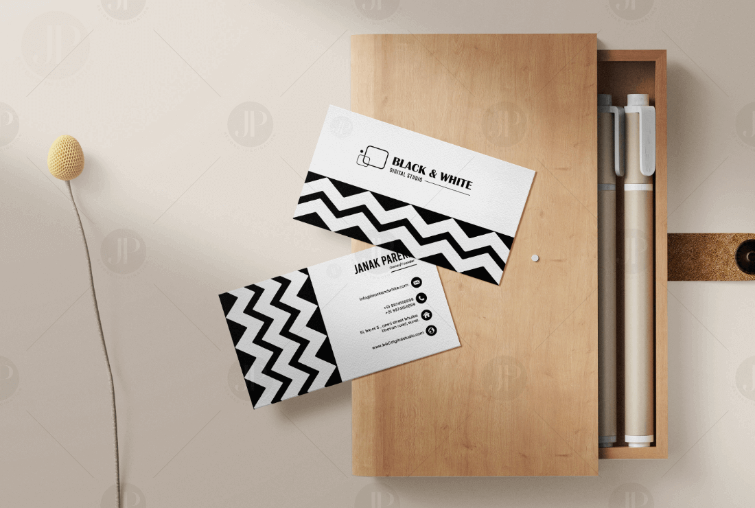 Creative Black and White Theme Business Card Mockup Design