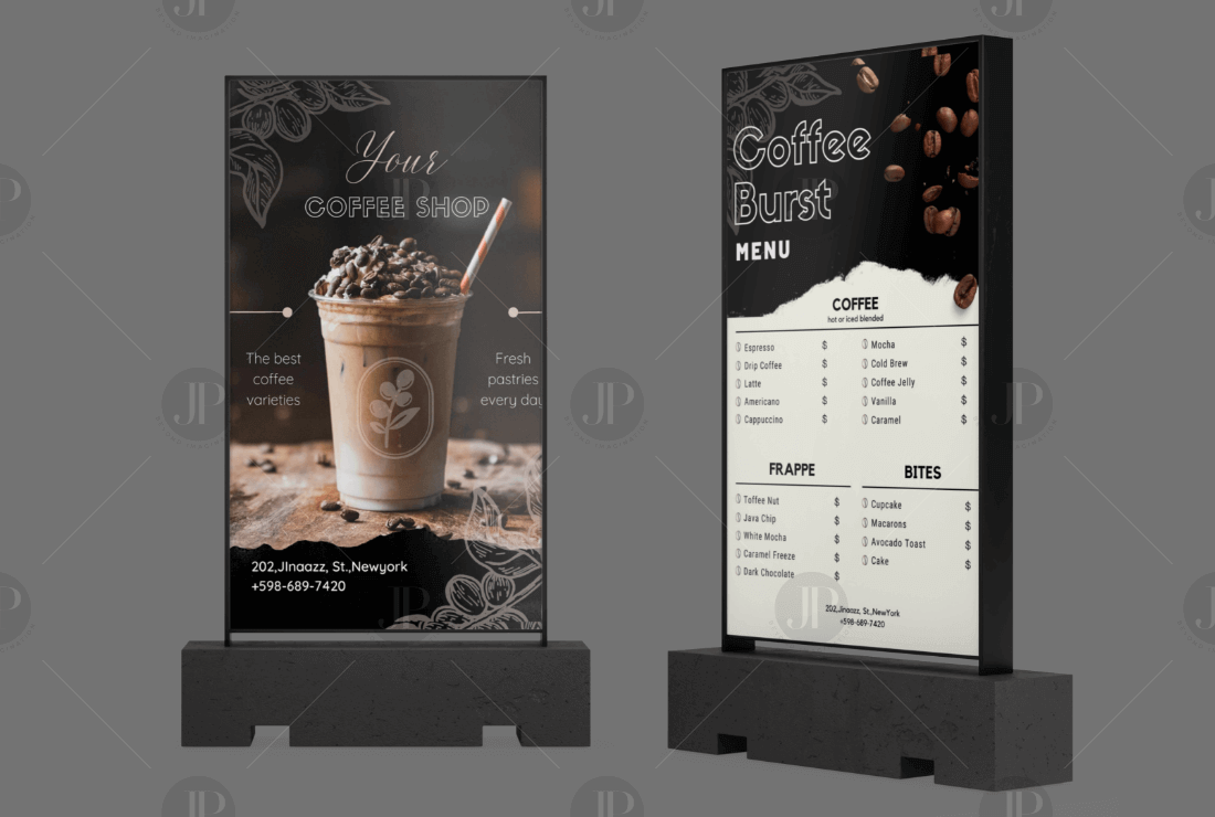 Coffee Shop Restaurant Food Menu with Coffee Cup Design Template Mockup