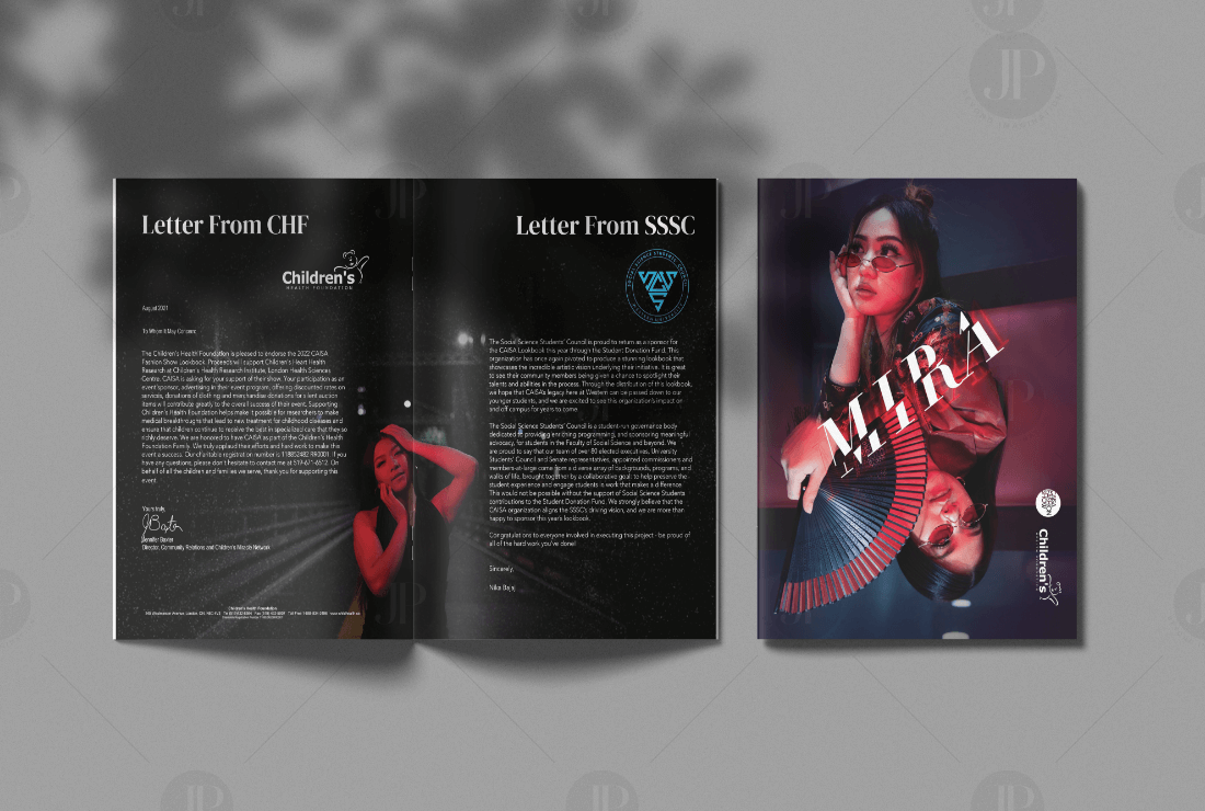 Magazine Book Layout with Black Theme and Images