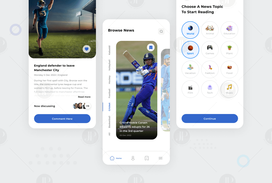 Cricket Live Score and Sports News App UI UX Design Idea