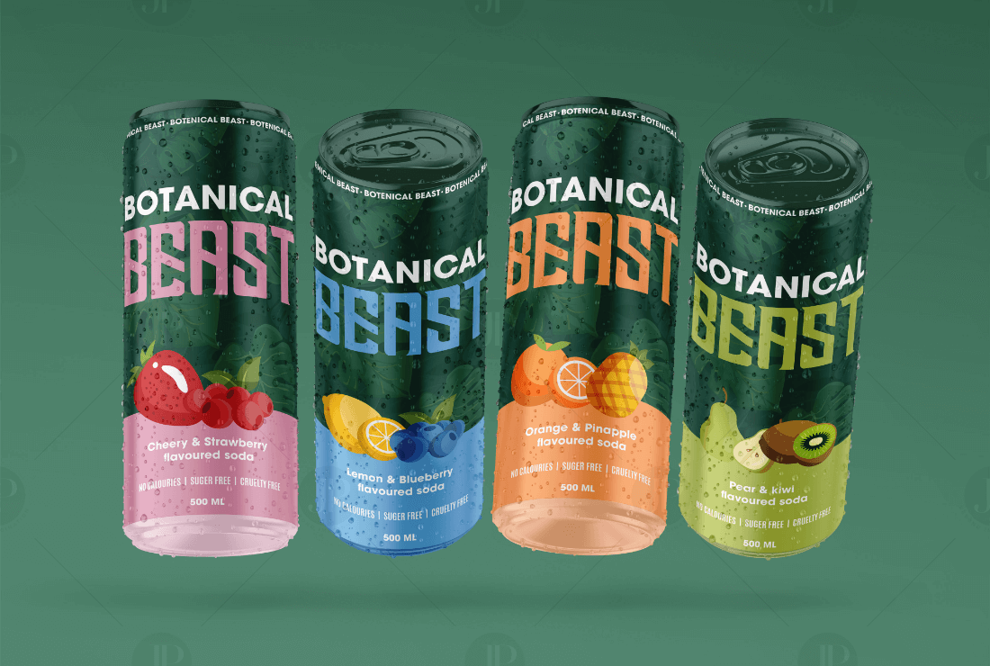 Realistic Juice Flavour Brand Packaging Design Idea with Mockup