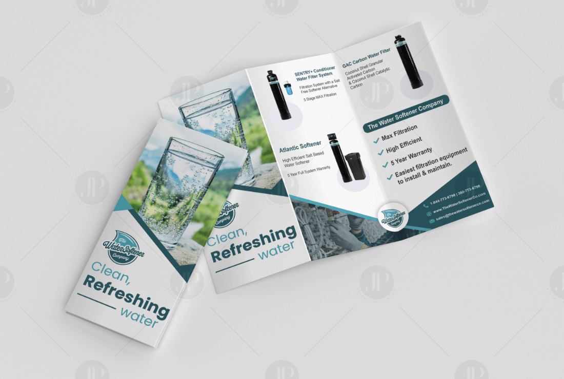 Water Cooler & Filter Service Tri-fold Brochure Design Template | Designerjuli