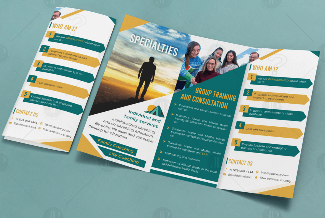 Group Training and Consultation Tri-fold and Bi-Fold Brochure Design Idea