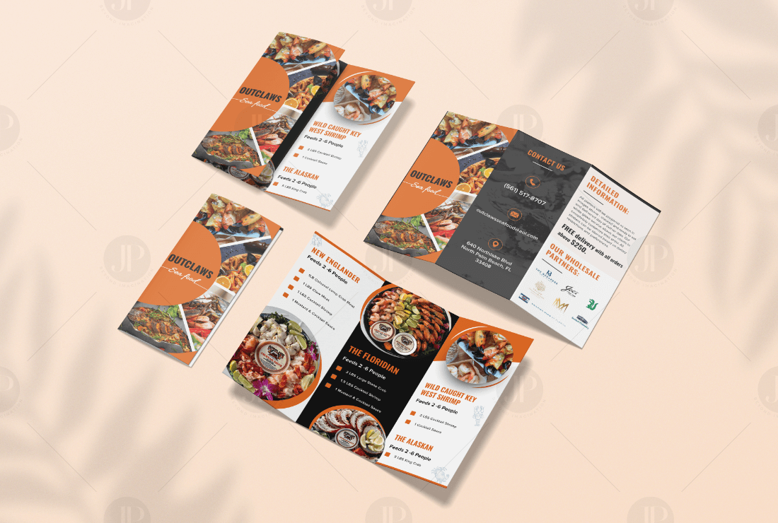 Tri-fold Brochure Template Design for Healthy Food and Restaurant