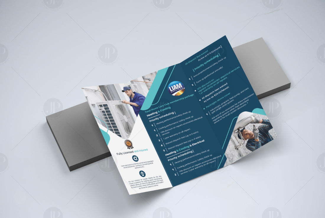 Heating & Cooling Service Bi-Fold and Tri-fold Brochure Templates