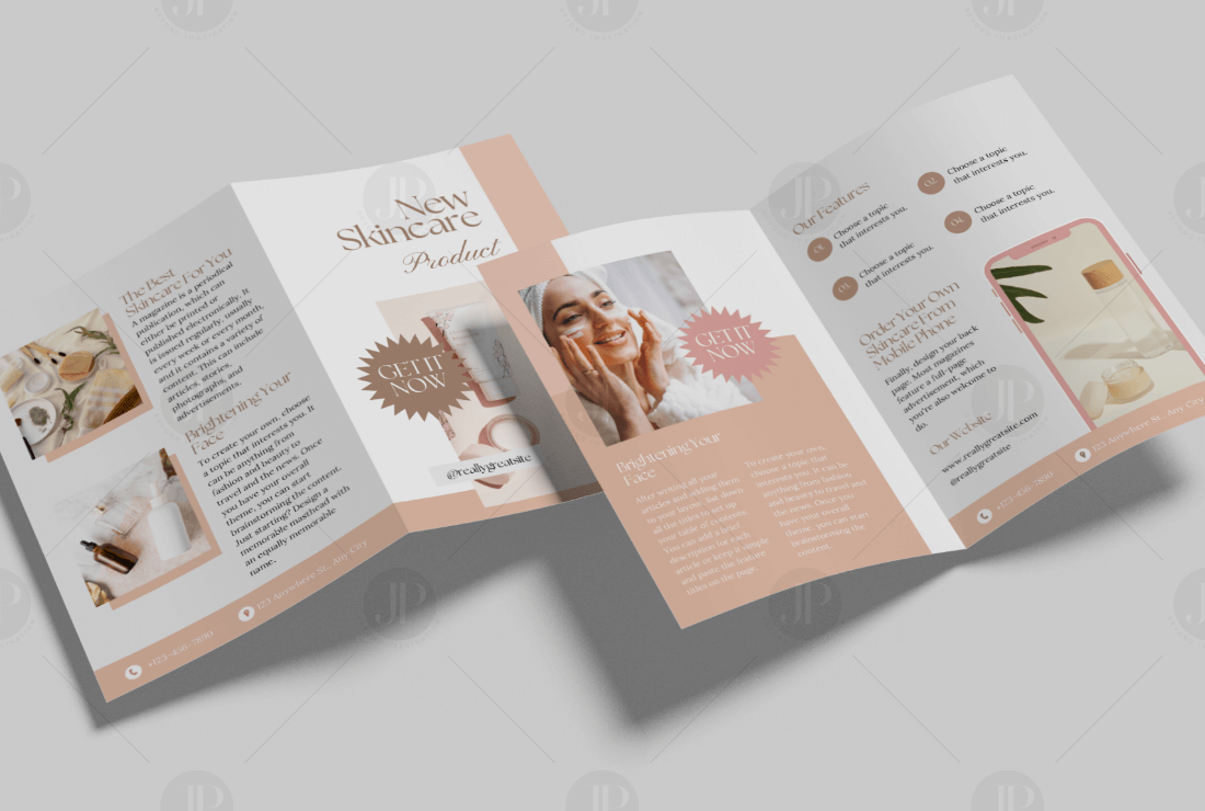 Beauty and Skincare Products Tri-fold Brochure Design Template