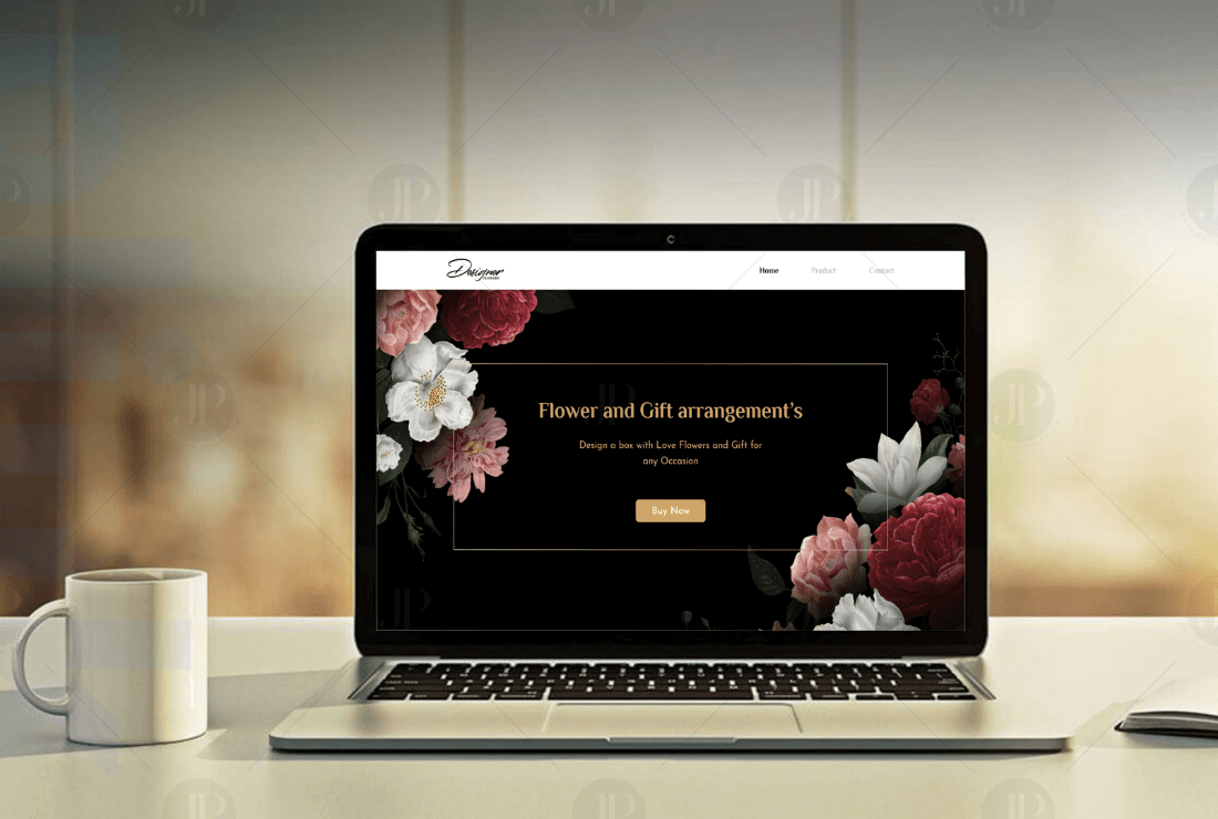Flower and Gift Arrangement Website Design in Laptop Screen Mockup
